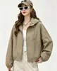 Nueva chaqueta con capucha de otoño con un diseño elegante para mujeres petite, gabardina corta informal con cremallera de corte holgado para mujer