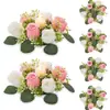 6 Nuevos Productos Transfronterizos: Corona de Portavelas de Flores de Rosa Artificial, Decoración de Primavera, Arreglo de Mesa de Boda, Portavelas Artificial