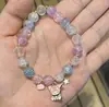 Pulseira Infantil de Cristal Colorido Estilo Novo Japonês e Coreano Transfronteiriça Fofa para Estudante Feminina Liga de Zinco Cartoon Pulseira de Contas de Vidro