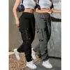 2026 Primavera Outono Feminino Tendência Versátil Bolso 3D Zíper Esportivo Cargo Calça de Barra Elástica Reta Atacado