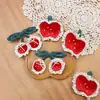 Nuevo Lazo de Tela Terciopelo Rojo Cereza Diadema para Niños Accesorios de Corazón para Niña Encaje Manzana Accesorios para Ropa