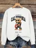 Sudadera con Estampado de Letras de Oso Guitarra Ídolo de Cuervo para Mujer, Jersey Holgado, Ropa Casual de Otoño, Cuello Redondo