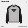 Sudadera con Estampado en Relieve Retro Japonés para Hombre Zoewatson 2026 Invierno Nuevo Bloque de Color Cuello Redondo