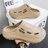 Transfronterizo Verano 2025 Zapatos de Chef para Hombre Punta Abierta Chancla Media Mula de Suela Gruesa Zapatos de Agujero de Coco Pantuflas para Hombre Sandalias de Playa