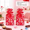 Bolsas de Dulces para Bodas, Bolsas con Cordón para Dulces del Día de San Valentín, Bolsas de Regalo de Chocolate, Bolsas de Embalaje Rojas Románticas con Forma de Corazón