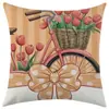 Funda de almohada de lino de primavera retro transfronteriza para Amazon, funda de almohada decorativa cuadrada para coche, sofá, cojín