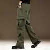 Pantalones casuales de pierna recta, versátiles, de moda, para jóvenes, estilo retro de ropa de trabajo para exteriores, con diseño de múltiples bolsillos