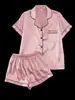Conjunto de Pijama Curto Europeu e Americano Transfronteiriço com Shorts, Respirável e Fresco, Conjunto de Homewear Duplo Curto Estilo Europeu e Americano Feminino