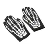 Luvas de Fantasma de Esqueleto de Halloween de Comprimento Médio para Performance de Terror Bar Festa Adereços de Fantasia Luvas de Esqueleto