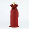 Suministro directo de fábrica traje para botella de vino de lino bolsa de vino tinto decorativa de Navidad bolsa de vino tinto a cuadros de lino bolsa de embalaje de regalo