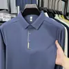 Camisa polo de manga larga antibacteriana de nailon 7A sin costuras con botones de presión para hombre, nuevo estilo otoño 2026, cuello camisero, camiseta casual para hombre
