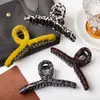 Pinza para el pelo cruzada con estampado de leopardo, nueva, para PC, moda francesa, pinza de tiburón de alta gama