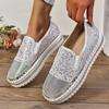 Comércio Exterior Transfronteiriço Outono e Primavera 2024 Tamanho Grande Sapatos Casuais Mocassins Femininos Sola Grossa Planos Strass Moda Sapatos Femininos
