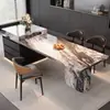 Mesa de Isla de Losa de Piedra de Lujo y Mesa de Comedor Combinadas para Uso Doméstico, Extensible, Adecuada para Villas Grandes, Mesa de Isla de Cocina Multifuncional Estilo Italiano
