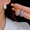 Exquisitos Pendientes de Plata de Ley 925 con Aguja, Forma de Grano de Zircón Gota de Agua, Estilo de Nicho de Moda de Gama Alta, Pendientes de Cristal Frescos y Elegantes