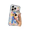 Adecuado para funda de teléfono Apple 17, overol de dibujos animados, niña, flores, corazón, texto en inglés, funda espacial anticaídas para iPhone 18