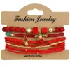 Pulsera Bohemiana de Venta Caliente Juego de Múltiples Capas Resina Creativa Aleación Estilo Étnico Retro Abalorios Hechos a Mano Mayoreo