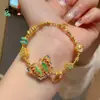 Tienda de Oro Mismo Estilo Arena Dorada Sueño Azul Mariposa Mariposa Perla Pulsera para Mujer Simple Elegante Regalo de Gama Alta Venta al por Mayor