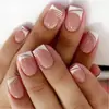 Unhas Usáveis Simples Estilo Francês Mais Vendidas, Unhas Quadradas Pequenas Pintadas à Mão Brancas, Pontas de Unha Quadradas Curtas, Pontas de Unha Francesa