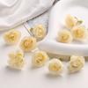 Simulación de pequeña cabeza de rosa, mini flor falsa, sombrero de paja, pinza para el cabello, flor decorativa, bricolaje, accesorios de material floral para la muñeca