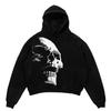Suéter viejo lavable con forro polar de algodón para hombre y mujer, holgado, con estampado de calavera y personalidad de Halloween, estilo hip-hop europeo y americano