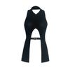 ****** Mismo Estilo Negro Halter Espalda Descubierta Abertura Diseño de Chaleco de Nicho Tops de Nicho para Mujeres