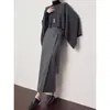 Falda larga de lana estilo minimalista para ir al trabajo, con cinturón y abertura, falda midi, dropshipping para transmisiones en vivo, distribución transfronteriza
