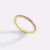 Anillo de Diamantes Personalizado de Colores Transfronterizo Europeo y Americano Lleno de Diamantes Anillo Apilable Anillo de Zirconia Piedra de Nacimiento Anillo de Nicho para Mujeres