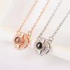 Collar Shake the Same para mujer, colgante de oro rosa en plata de ley 925 con 100 idiomas, te amo, collar de diamantes redondos