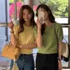 Suéter de Punto de Calidad Live con Cuello Redondo Azul Real de Manga Corta para Mujer Primavera y Verano Estilo Coreano Moda Elegante Silueta Adelgazante Top de Moda