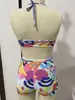 2026 Nuevo Comercio Exterior Transfronterizo Estilo Europeo y Americano Traje de Baño de una Pieza Estampado para Mujer tipo Boxer Bikini Sexy de Graffiti