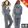 Acolchoado com fleece Espessado 200 Jin tamanho plus size Conjunto Esportivo Casual Feminino Outono e Inverno Novo Solto com Capuz para meninas cheinhas Conjunto de Duas Peças