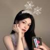 Diadema de felpa con copos de nieve para mujer, horquilla para el pelo, tocado navideño, decoración de estilo princesa para otoño e invierno.