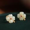 Pendientes de jade hetiano con trébol de cuatro hojas de la suerte, diseño de nicho femenino, flor de jade antigua, 2023