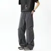 Calça de Paraquedista de Seda de Gelo Americana Duas Peças Masculina e Feminina Verão Solta Perna Larga Caimento Casual Calça de Trabalho Calça Esportiva