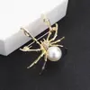 Personalidade coreana Black Spider broche de strass Metal Feminino corpete acessórios vintage atacado Halloween