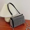 Bolsa texturizada com strass 2023, nova bolsa de diamantes da moda deste ano, bolsa de axila, bolsa transversal de ombro feminina