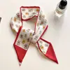 Bufanda Larga Estampada Elegante Roja de Doble Capa Cinta para el Cabello Bufanda Estilo Coreano para Mujer Cinta Decorativa Bufanda para Traje Versátil