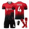 Jersey Rojo Edición Especial del Liverpool No. 11 Salah 4 Van Dijk 20 Jota Conjunto de Uniforme de Fútbol Infantil para Hombre