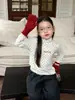 [Forrado com Fleece] Camiseta Básica de Gola Alta Quente com Bolinhas para Meninas, Doce Camiseta Básica Vintage com Bolinhas