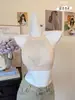 Verano Nuevo Estilo Malla Strass Hot-Fix Estilo Sexy Pura Pasión Top Camisola de Encaje Halter Ropa Exterior para Mujer Ajustado Corto Top Bandeau