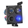 Carregador com Dupla Porta USB, Tomada de Isqueiro, Voltagem, Interruptor, Painel Quatro-em-Um para Barcos, Carros, RVs, Carregamento Rápido, Display Digital