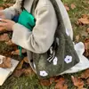 Bolso de Hombro Nuevo de Felpa Bordado con Flores para Otoño e Invierno, Bolso Tote Dulce de Nicho, Bolso Versátil Coreano para el Trabajo, Bolso de Axila