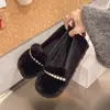 Toucas Plus Size Femininas Inverno Novo Estilo Veludo Por Dentro Roupa Externa Estilo Pequeno Chanel Sapatos Peludos Pés Largos Gordos Sola Macia Não Cansa os Pés Sapatos de Algodão