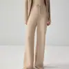Pantalones de pierna ancha adelgazantes de cintura alta simples mezcla de cachemira al 35% para mujer, holgados, engrosados, tejido de lana de cuatro cabos, pantalones casuales