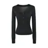 Blusa de Tricô Slimming Cor Sólida Única Francesa para Mulheres Roupa Íntima Outono Inverno Top Quente para Meninas com Decote em U