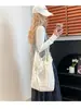 Bolsa de Lona con Lunares de Gran Capacidad Estilo Perezoso Coreano 2025 Nueva Bolsa de Hombro Tote para Viajes Cotidianos Bolsita de Axila de Nicho