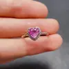 Anillo de Zafiro Rosa Natural Transfronterizo Accesorios para Mujer Nicho de Alta Gama Joyería de Plata 925 6*6 Joyería de Lujo Venta Directa de Fábrica