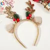 Faixa de Cabeça de Natal Transfronteiriça Qiyue Faixa de Cabeça com Galhos de Rena Decorações de Natal Fivela Plástica para Cabeça de Crianças Decoração de Festa