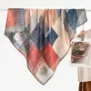 90 Nuevo Estilo Exótico Azul Otoño/Invierno Versátil Bufanda Exterior de Terciopelo para Mujer, Bufanda Cálida, Pañuelo para el Cuello, Bufanda Cuadrada Grande